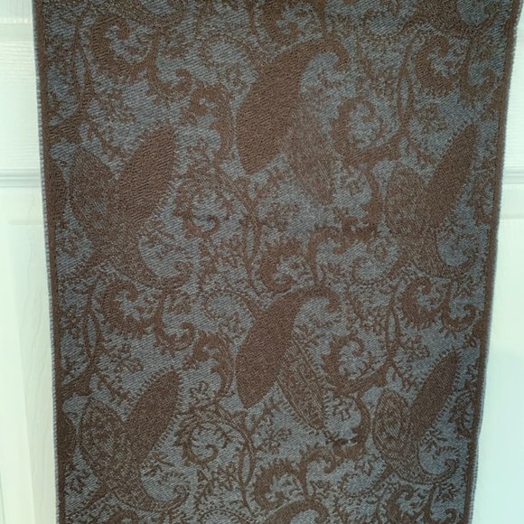 HUGO BOSS Paisley Brown Blue Wool Scarf - Picture 4 of 5
